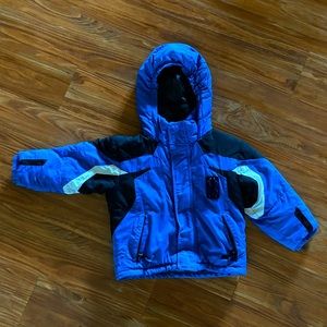 Boys Spyder ski jacket blue white black